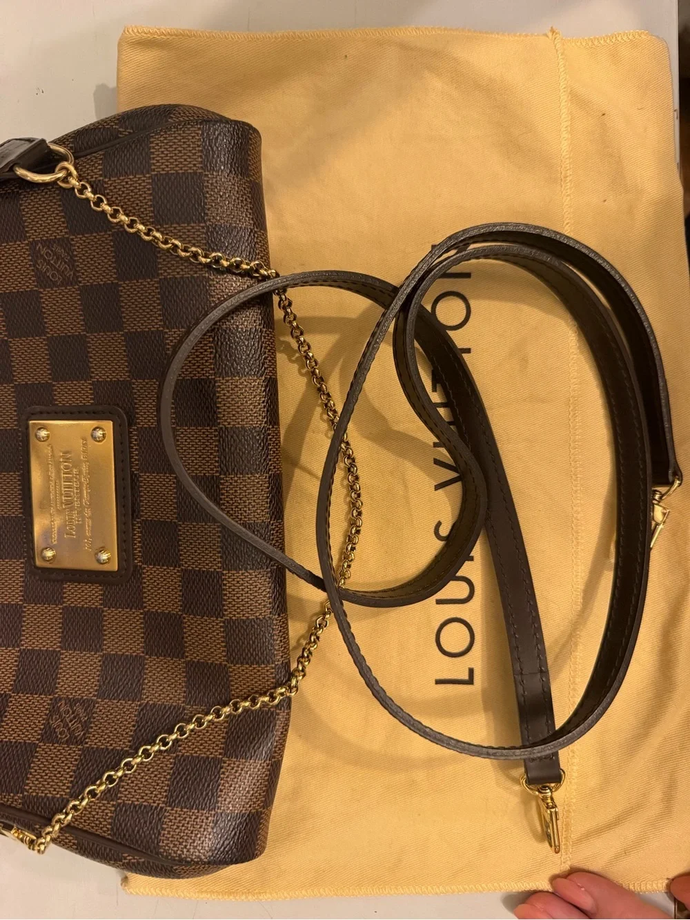 Louis Vuitton Brown Damier Ebene Crossbody Pochette with Gold Plate